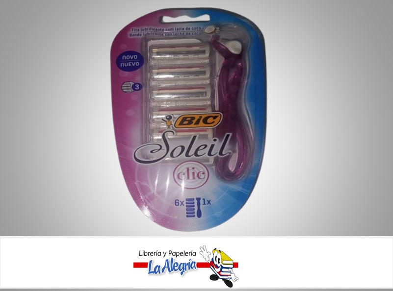 AFEITADORA SOLEIL 3 CLIC 6 CARTUCHOS MARCA BIC