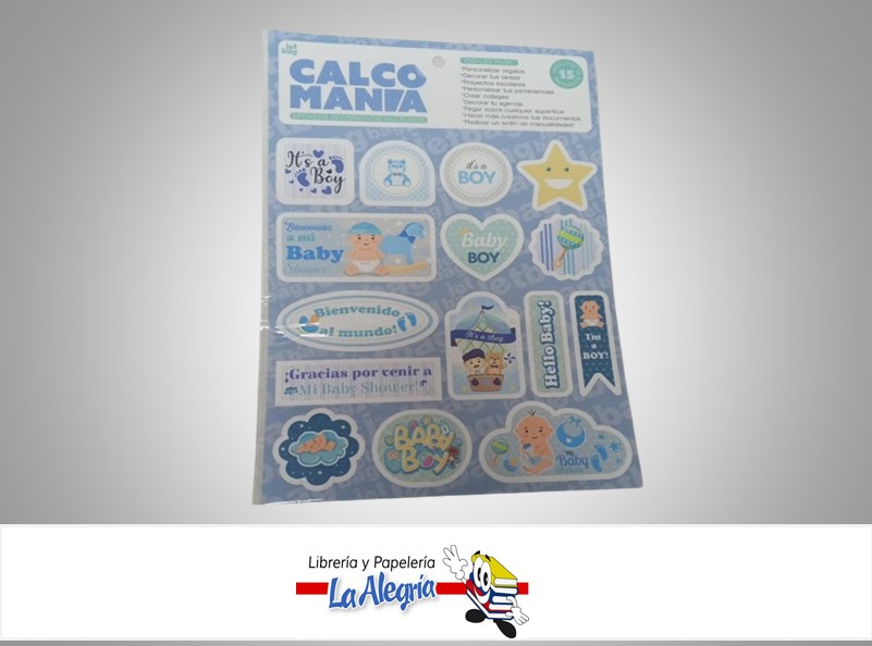 CALCOMANIA BABY SHOWER NIÑO 381 PAQ. 15 STICKERS MARCA JETBAG