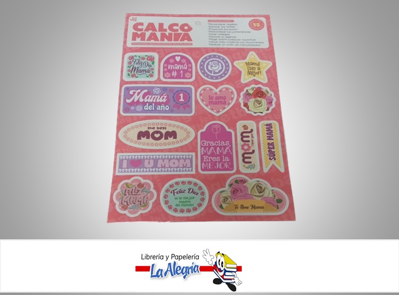 CALCOMANIA DIA DE LA MADRE 381 PAQ. 15 STICKERS MARCA JETBAG