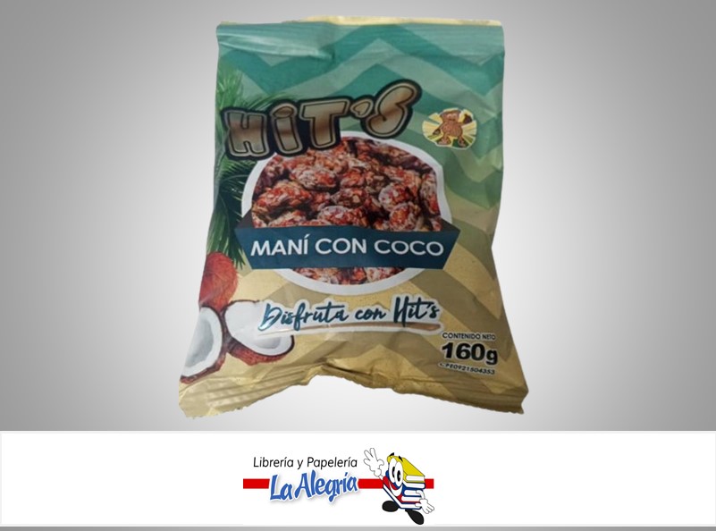 MANÍ CON COCO 160G MARCA HIT´S