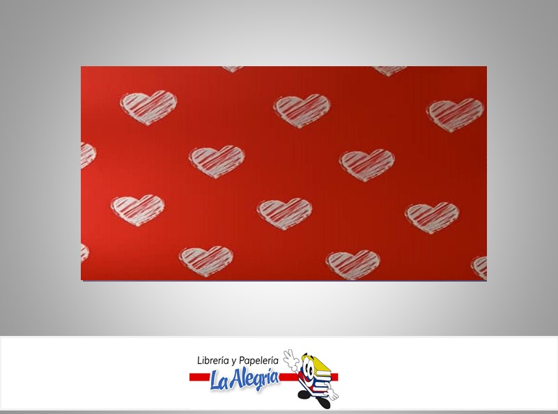 PAPEL COREANO ESTAMPADO CORAZON 57X57 CM ROJO UND MARCA CRISVI