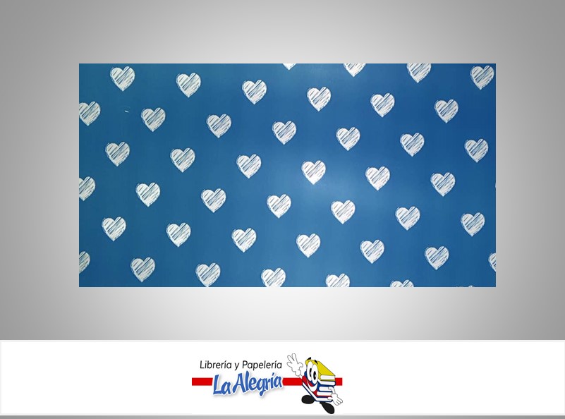 PAPEL COREANO ESTAMPADO CORAZON 57X57 CM AZUL UND MARCA CRISVI