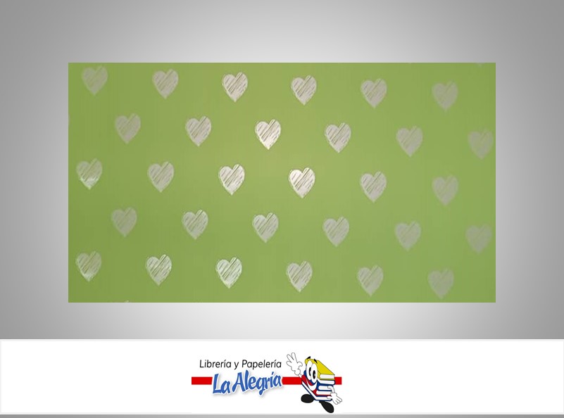 PAPEL COREANO ESTAMPADO CORAZON 57X57 CM VERDE UND MARCA CRISVI