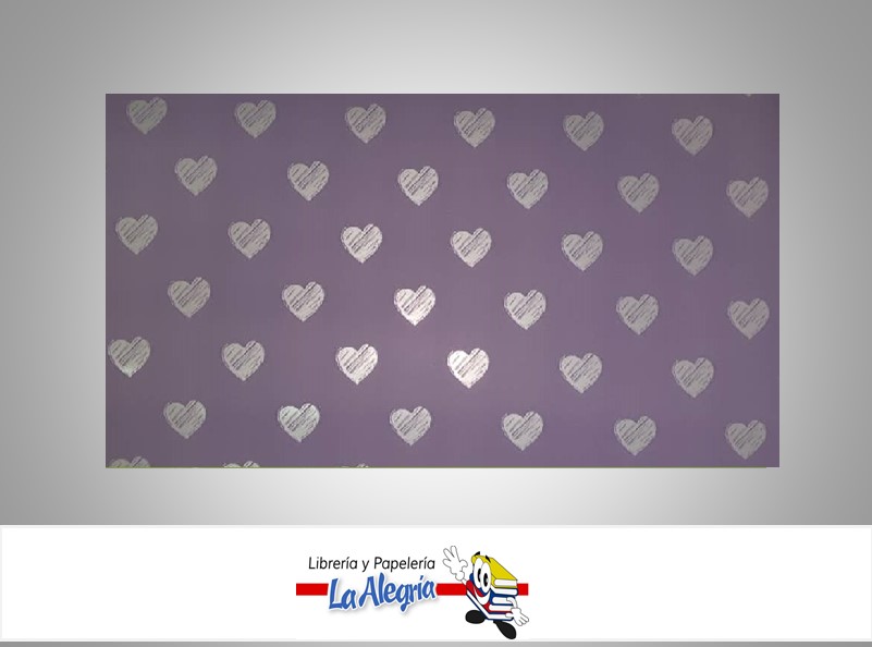 PAPEL COREANO ESTAMPADO CORAZON 57X57 CM LILA UND MARCA CRISVI