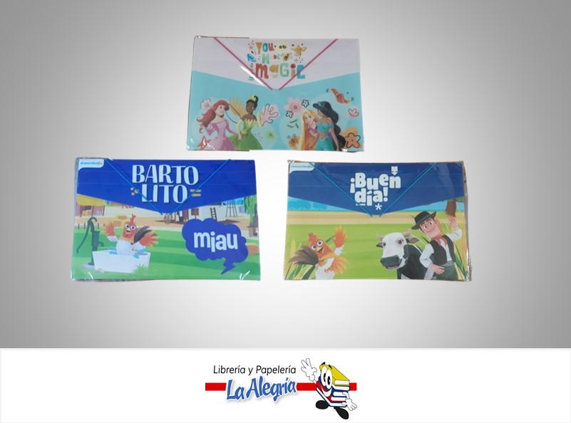 CARPETA PLASTICA HORIZONTAL CON LIGA NIÑA 38.5X25.5 CM MARCA PRIMAVERA