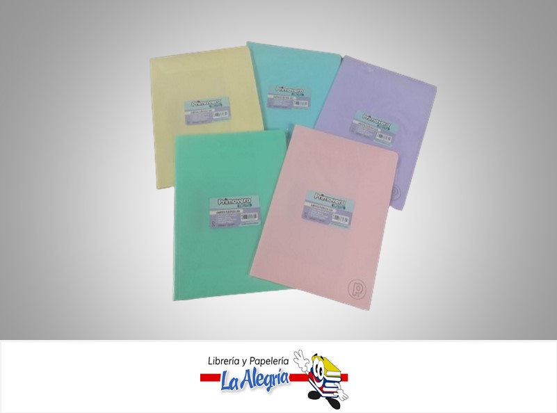 CARPETA PLASTICA CON LIGA VERTICAL 26X38 CM COLORES PASTEL 324_052 MARCA PRIMAVERA