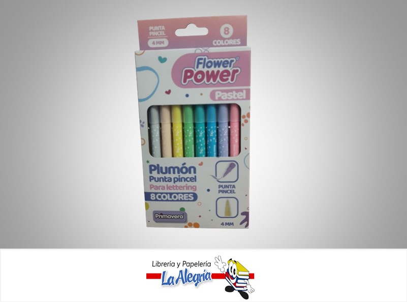 MARCADOR PUNTA PINCEL PARA LETTERING COLORES PASTEL 8 UND MARCA PRIMAVERA