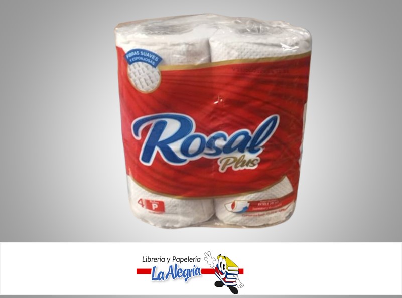 PAPEL HIGIENICO 4 ROLLOS 180 HOJAS MARCA ROSAL