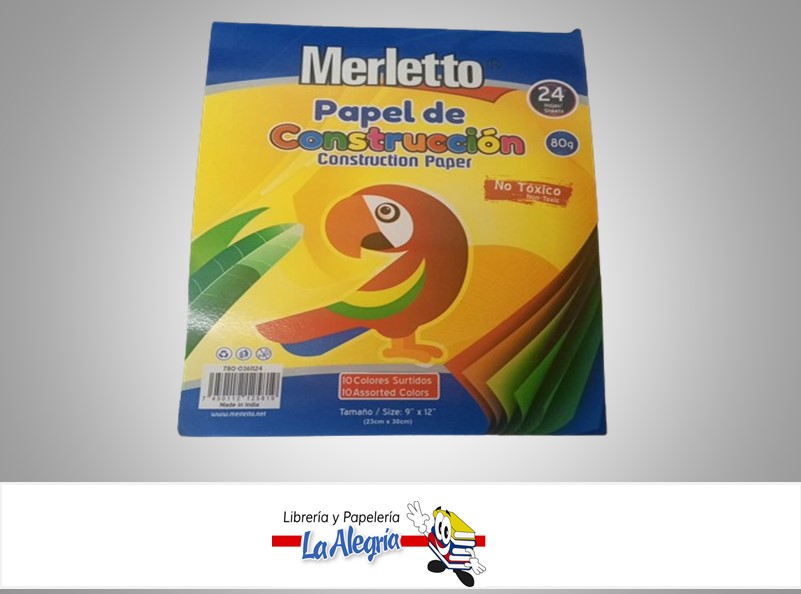 BLOCK PAPEL CONSTRUCCION 23X31CM 24 HOJAS 80G MARCA MERLETTO