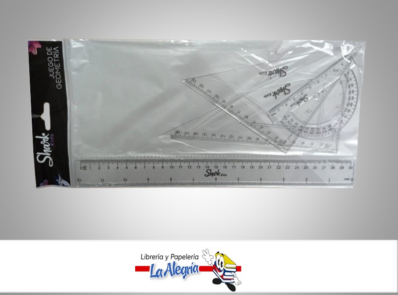 JUEGO DE GEOMETRIA PAQ 4 PZA SHARK KIDS MARCA SHARK