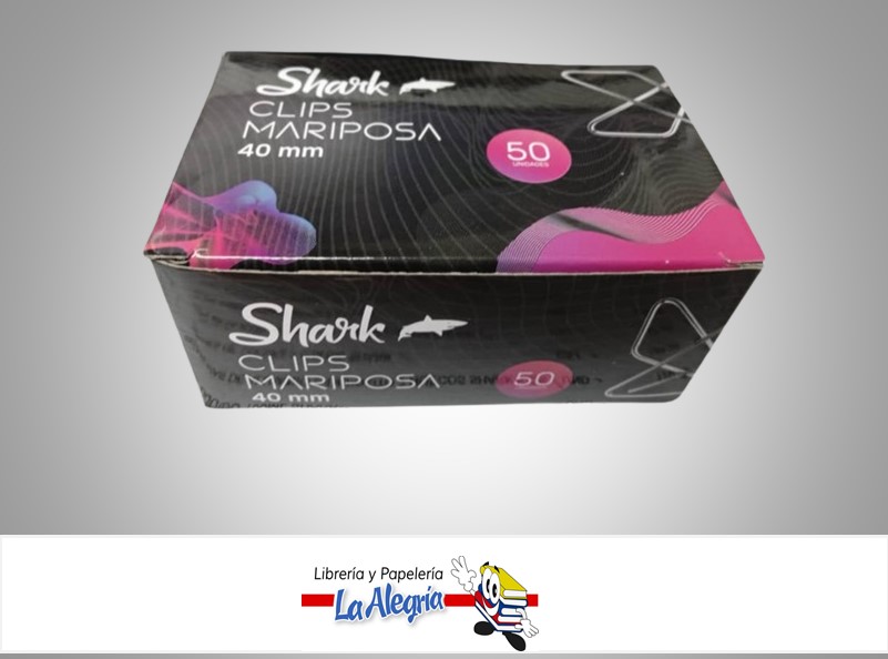 CLIPS MARIPOSA N°2 40MM CAJA 50 UND MARCA SHARK