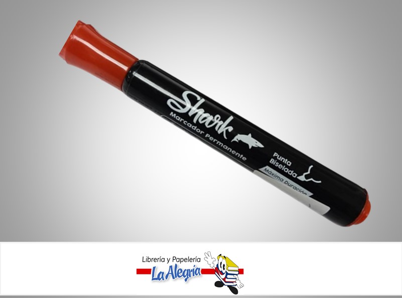 MARCADOR PERMANENTE ROJO PUNTA BISELADA UND MARCA SHARK