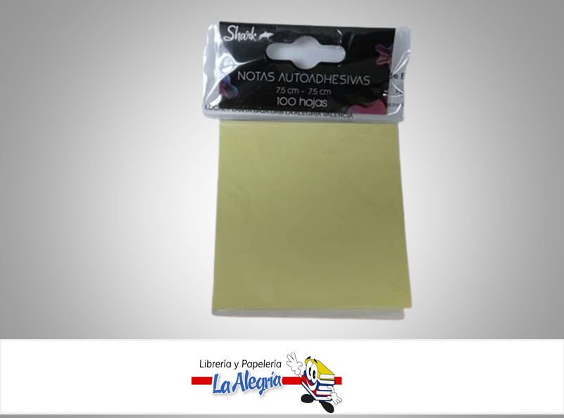 NOTAS AUTOADHESIVA 75X75MM 100H AMARILLA UND MARCA SHARK