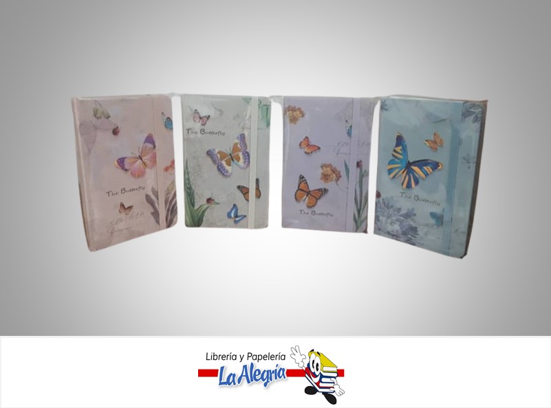 LIBRETA PEQUEÑA TIPO AGENDA CON DISEÑOS DE MARIPOSAS MARCA DAILY