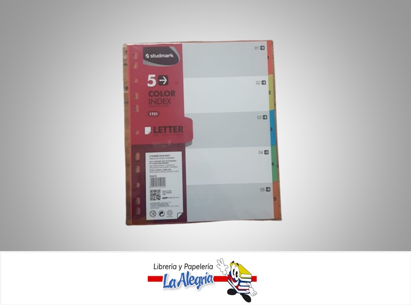 SEPARADORES DE PLASTICO CARTA DE 5 DIVISIONES MARCA STUDMARK