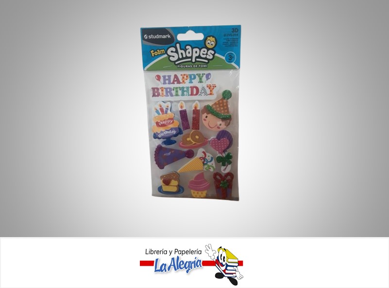 FIGURAS DE FOAMI ADHESIVAS DE FELIZ CUMPLEAÑOS 3D MARCA STUDMARK