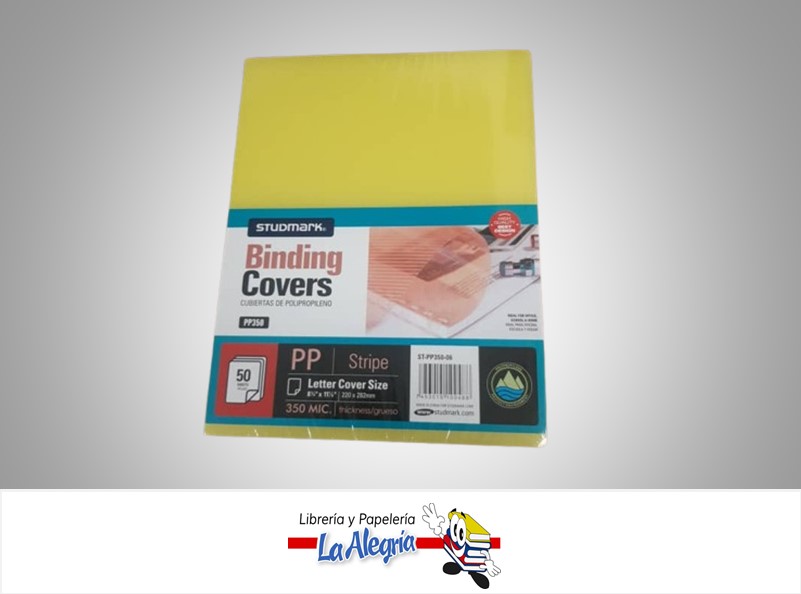 TAPA PARA ENCUADERNAR CARTA STRIPE AMARILLO LINEAS DIAGONALES MARCA UND S/M