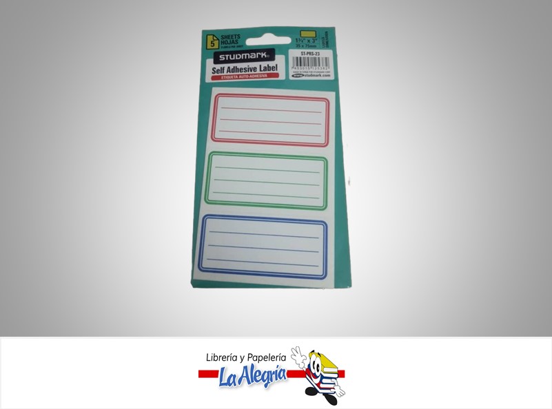 ETIQUETA ESCOLAR 3 NIVELES PAQ. 5 HOJAS ST-PRS-23 35X75MM MARCA STUDMARK