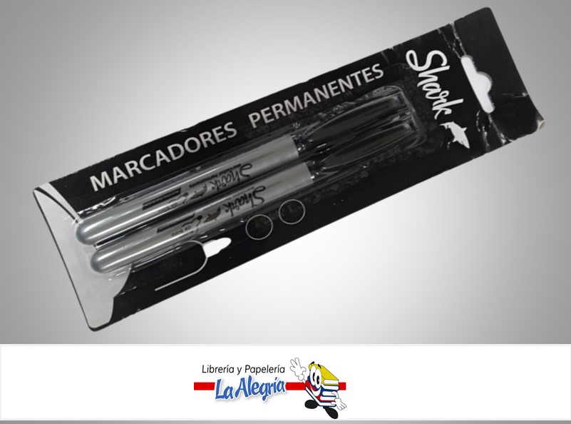 MARCADOR PERMANENTE PUNTA FINA NEGRO PAQ 2 UNA MARCA SHARK