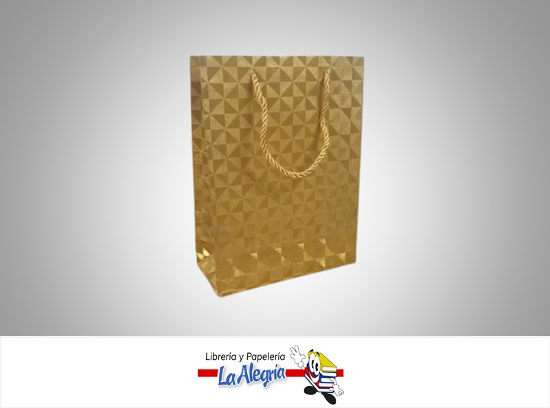 BOLSA DE REGALO TRIANGULOS DORADOS 24x18x8CM UND MARCA S/M