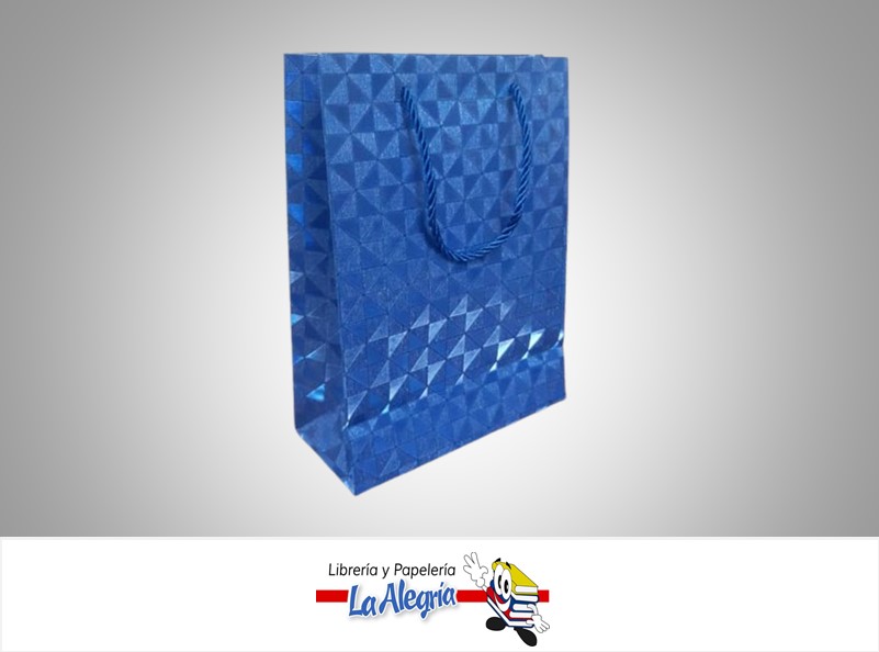 BOLSA DE REGALO TRIANGULOS AZULES 24x18x8CM UND MARCA S/M