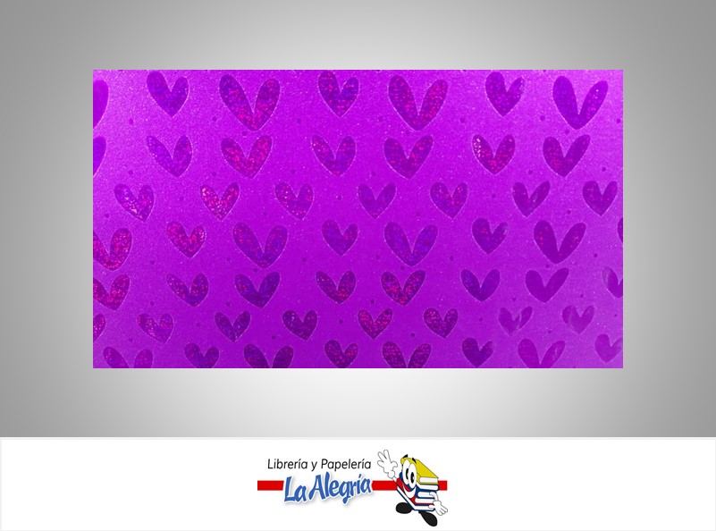 CARTULINA ESCARCHADA MICRO FANTASIA 50X70CM CORAZONES FUCSIA UND 350GR MARCA S/M