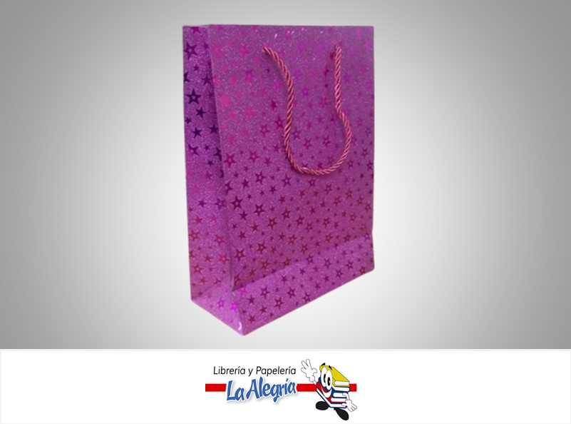BOLSA DE REGALO ESCARCHADA DIAMANTES MAGENTA 24x18x8CM UND MARCA S/M