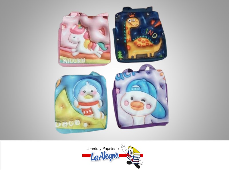 LONCHERA TERMICA INFANTIL C/ BOLSILLOS DISEÑOS VARIOS 22X18  MARCA S/M