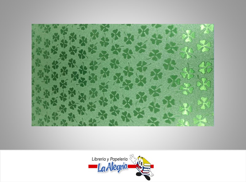 CARTULINA ESCARCHADA MICRO FANTASIA 50X70CM  TREBOL VERDE UND 350GR MARCA S/M