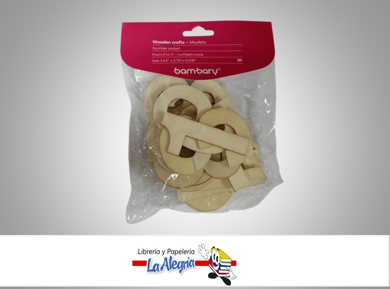 FIGURA DE MADERA NUMEROS 324-2010/009 PAQ 21 PZA  MARCA BAMBARY