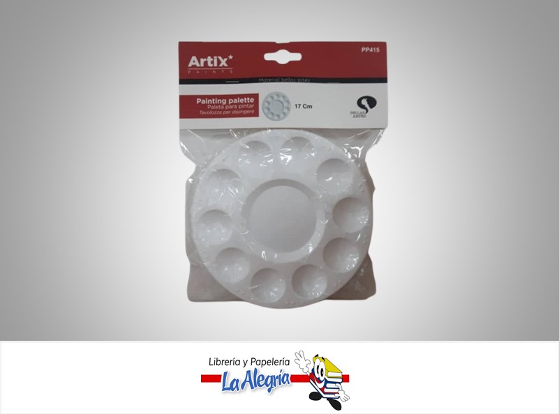 PALETA PLASTICA PARA PINTAR REDONDA DE 10 HUECOS Y 17CM PP415 MARCA MP