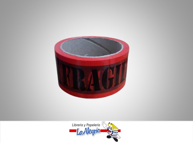 CINTA DE EMBALAJE FRAGIL IMPRESO FONDO ROJO 45MTS UND MARCA S/M