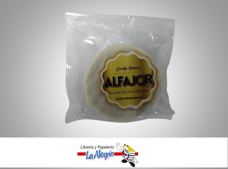 ALFAJOL CUBIERTA DE CHOCOLATE BLANCO RELLENA CON DULCE DE LECHE MARCA COOKIE POWER