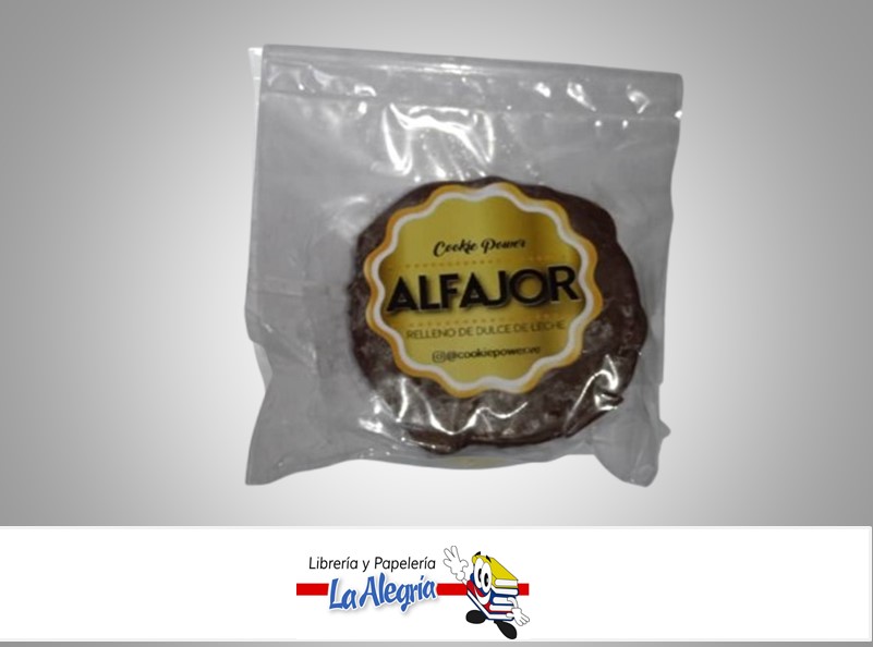 ALFAJOL CUBIERTA DE CHOCOLATE RELLENA CON DULCE DE LECHE MARCA COOKIE POWER