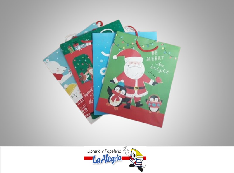 BOLSA DE REGALO NAVIDEÑA KRAFT 19.5X24CM UND MARCA HALLMARK