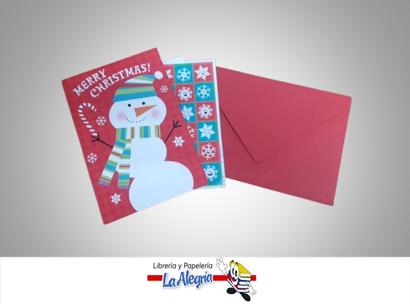 TARJETA DE REGALO MUÑECO DE NIEVE MERRY CHRISTMAS CON STICKERS UND MARCA HALLMARK