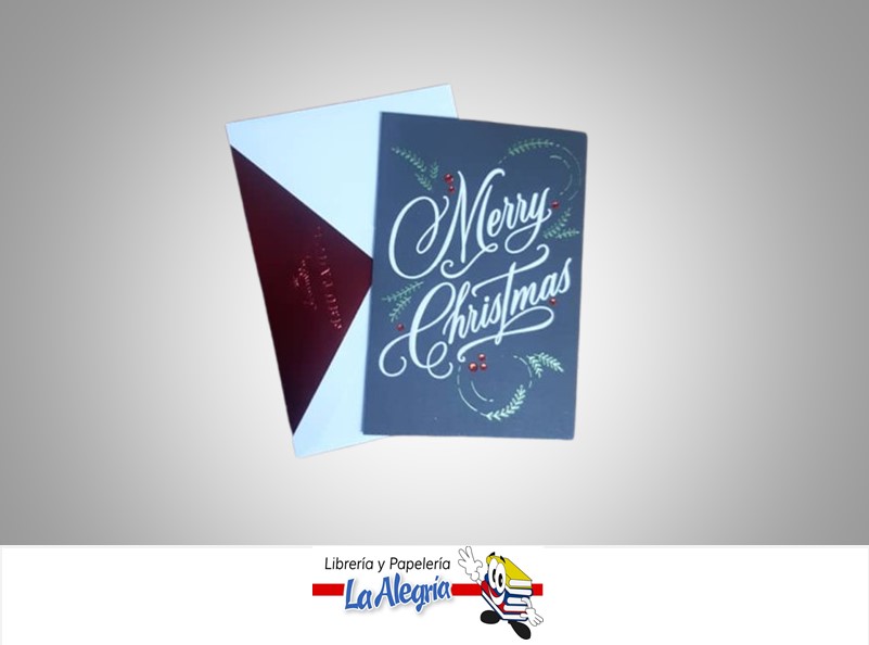 TARJETA DE REGALO MERRY CHRISTMAS SIGNATURE FONDO NEGRO UND MARCA HALLMARK