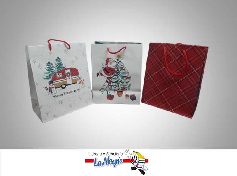 BOLSA DE REGALO NAVIDEÑA KRAFT 18X22CM UND MARCA HALLMARK