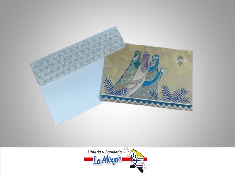 TARJETA DE REGALO REYES MAGOS FONDO DORADO UND MARCA HALLMARK