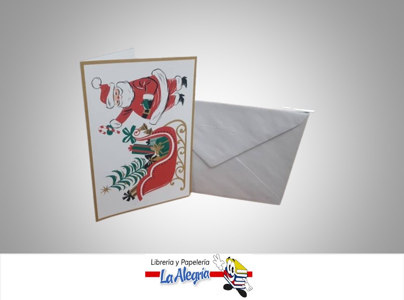 TARJETA DE REGALO SANTA EN TRINEO FONDO BLANCO UND MARCA HALLMARK