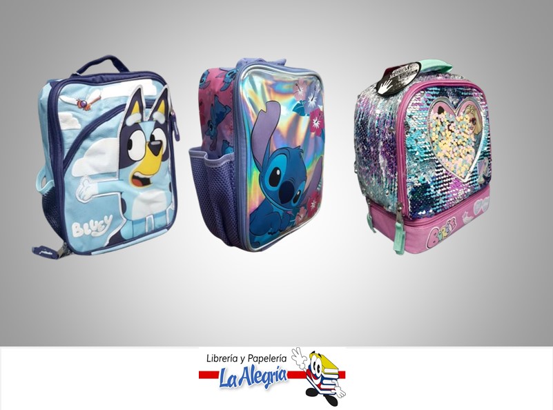 LONCHERA DE BLUEY, BARBIE Y STITCH UND MARCA NIKO IMPORT
