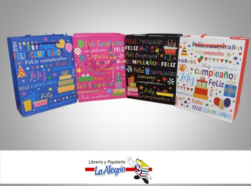 BOLSA DE REGALO FELIZ CUMPLEAÑOS LT-6032-418X24X8 CM MARCA S/M