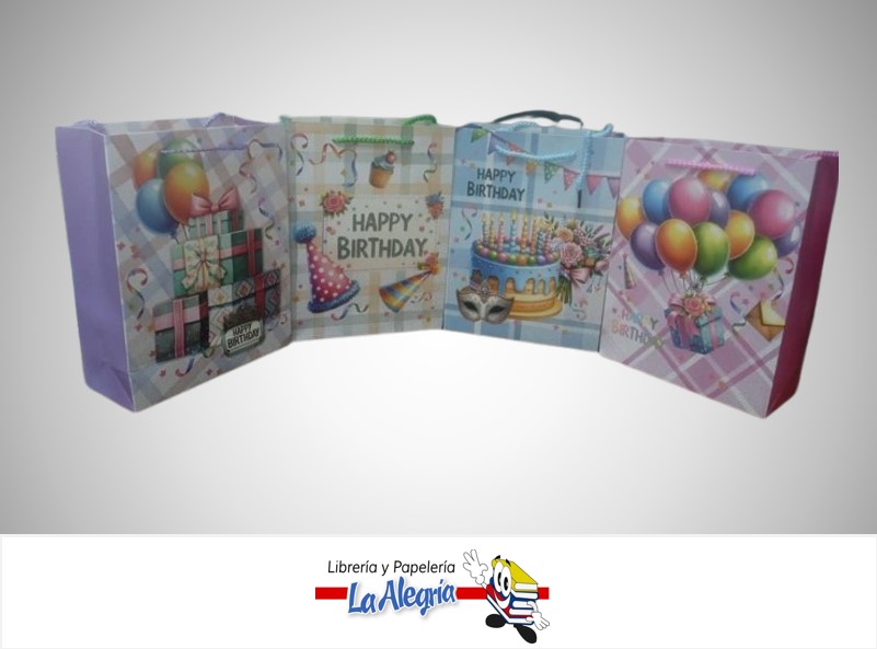 BOLSA DE REGALO HAPPY BIRTHDAY LT-7036-4; 18X23X8 CM MARCA S/M