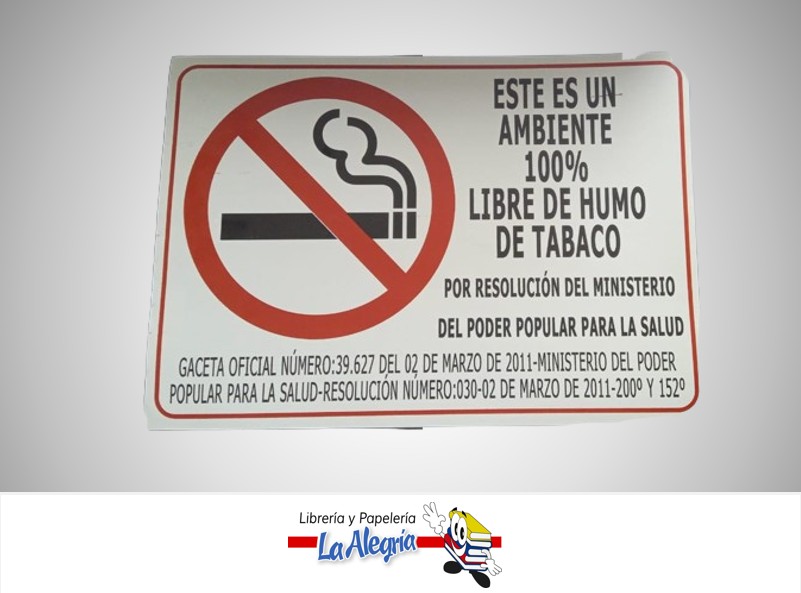 AVISO AMBIENTE LIBRE DE TABACO MARCA S/M
