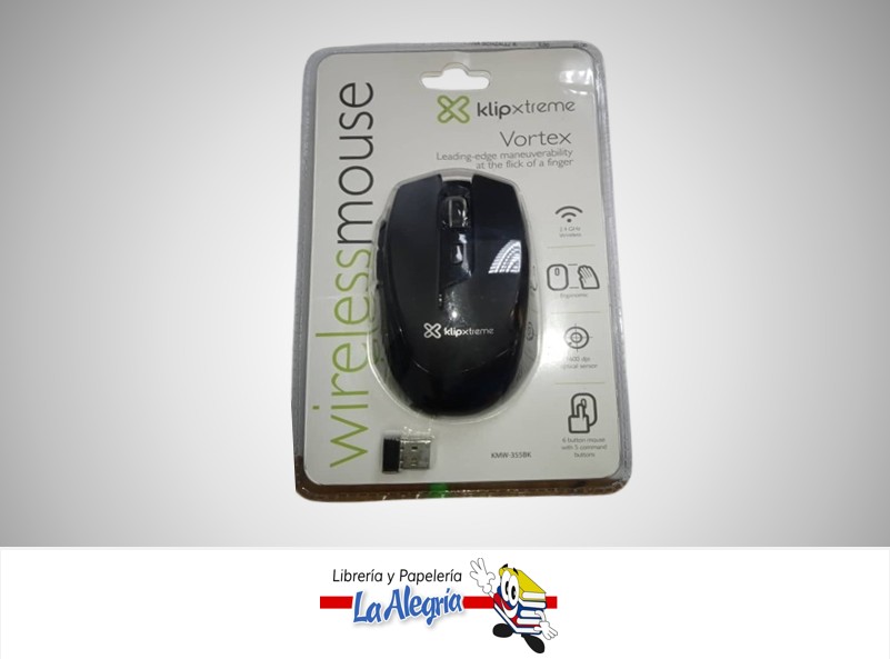 MOUSE INALAMBRICO VORTEX ERGONOMICO 6 BOTONES KMW-355BK MARCA KLIPXTEME