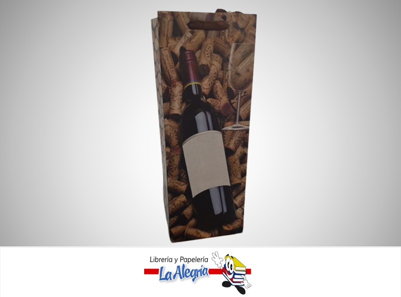 BOLSA DE REGALO BOTELLA EF-2090-4; 12X35X8 CM ESTAMPADO MARCA S/M