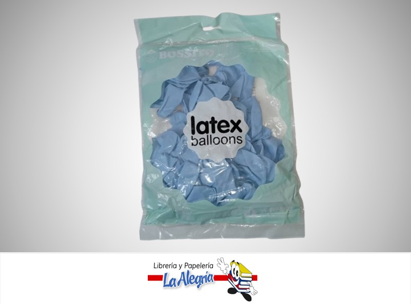 GLOBO R12" LATEX PASTEL AZUL PAQ DE 50 UND MARCA BOSSITO
