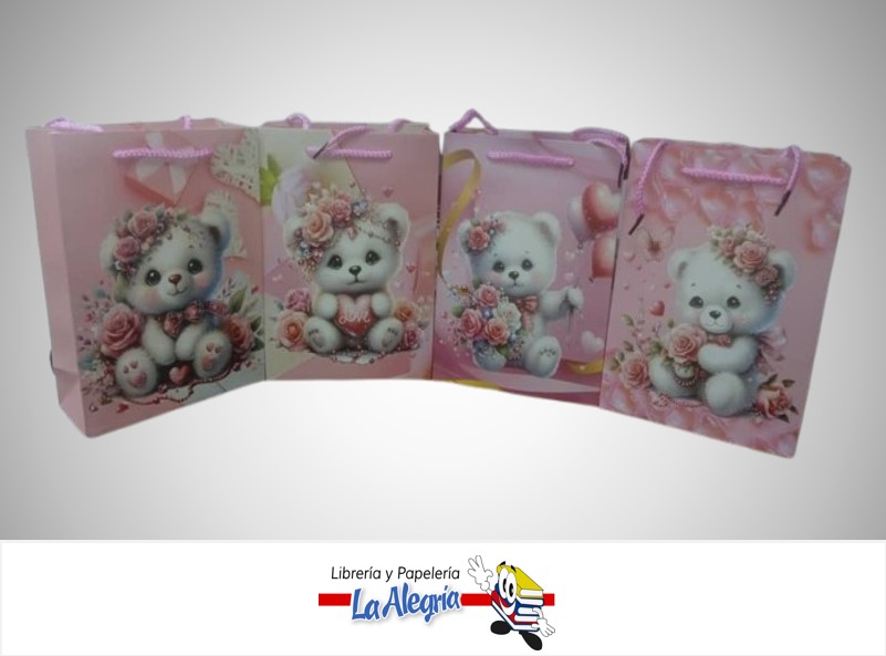BOLSA DE REGALO ESCARCHADA OSITOS LOVE 30X40X12 CM MARCA S/M
