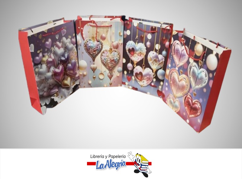 BOLSA DE REGALO ESCARCHADA CORAZON 31X40X12 CM UND MARCA S/M