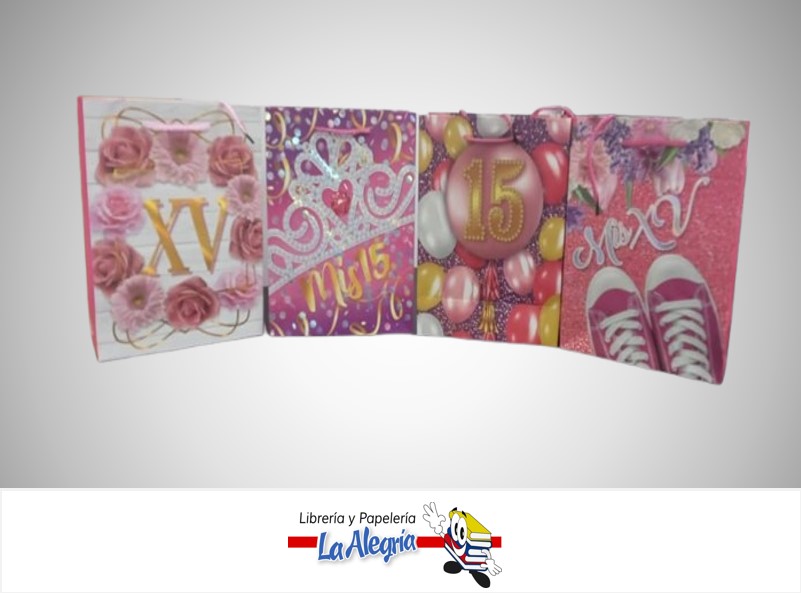 BOLSA DE REGALO 23X18X8 MIS 15 AÑOS MARCA S/M